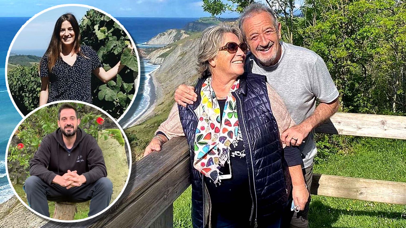 Amaia y Joseba Arguiñano, junto a una fotografía de sus padres, Karlos Arguiñano y Luisi Ameztoy.