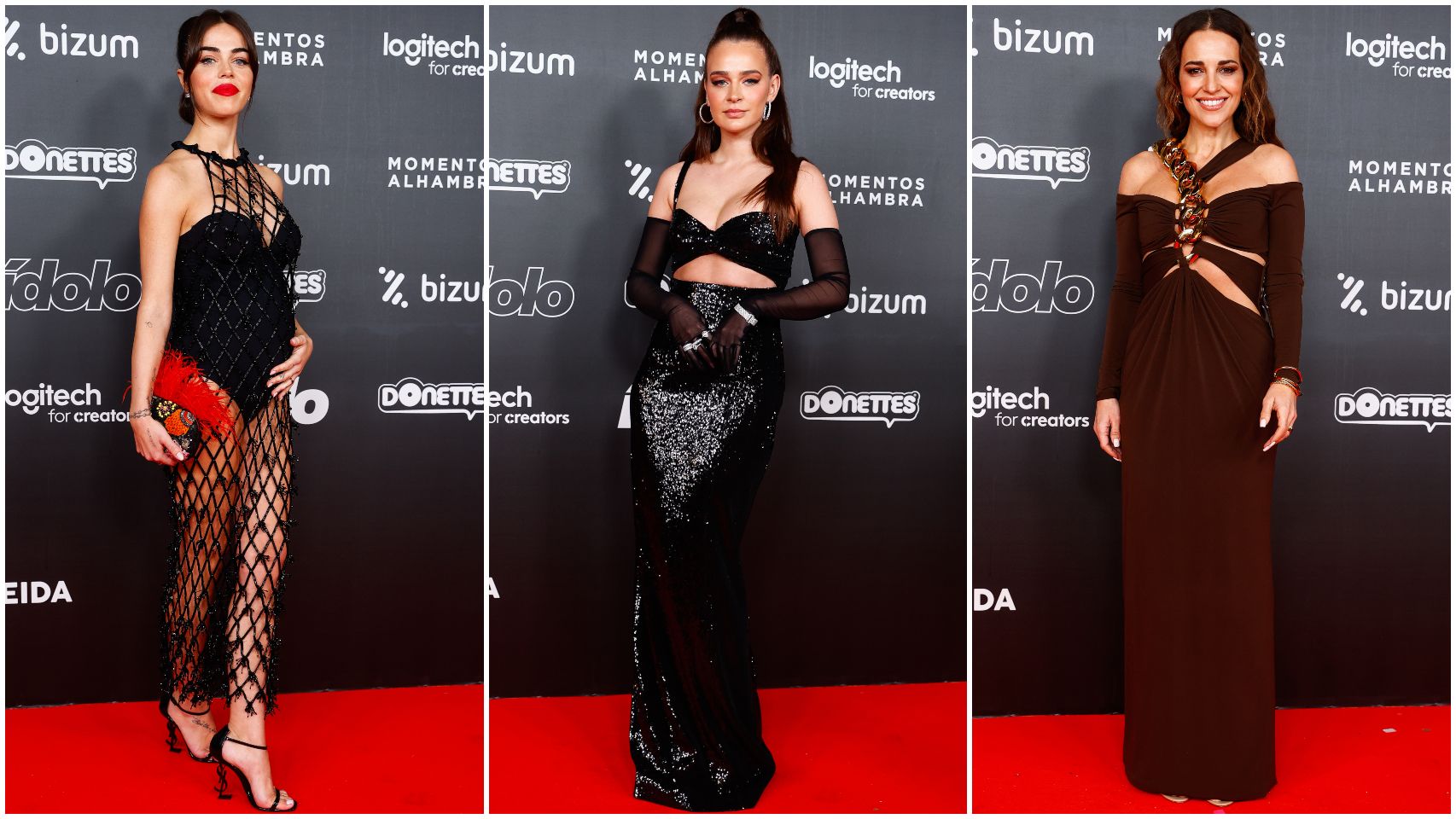 Violeta Mangriñán, Laura Escanes y Paula Echevarría, en los Premios Ídolo.