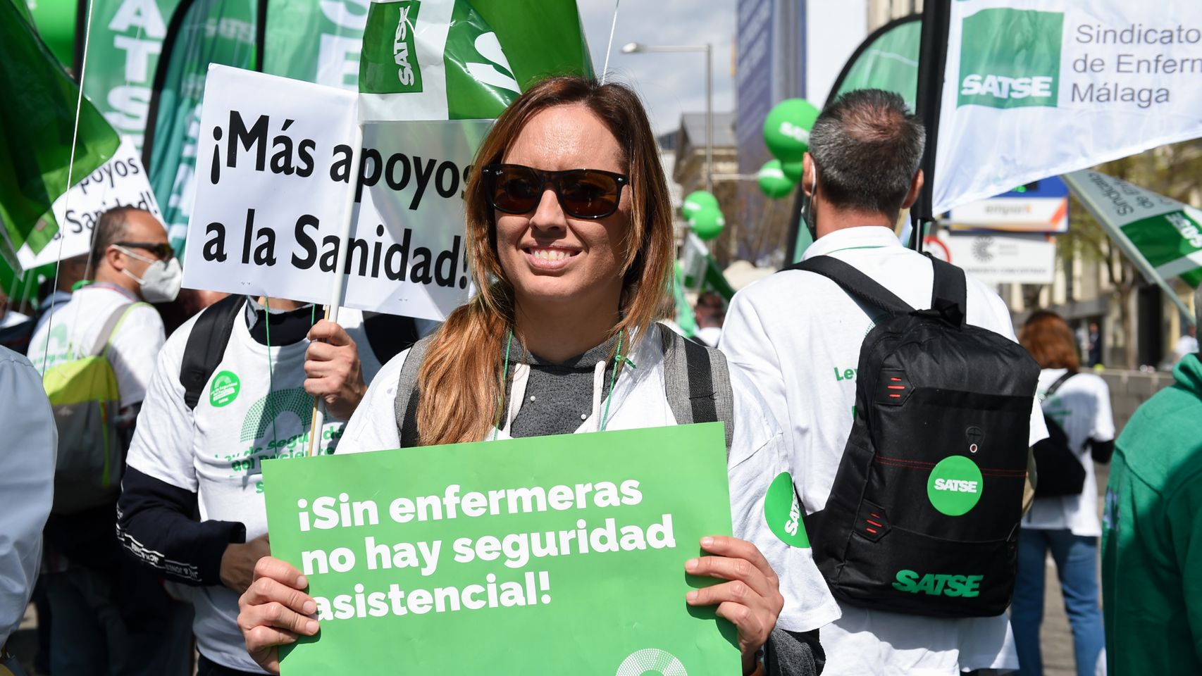 Manifestación del SATSE frente al Congreso de los Diputados el 26 de abril de 2022.