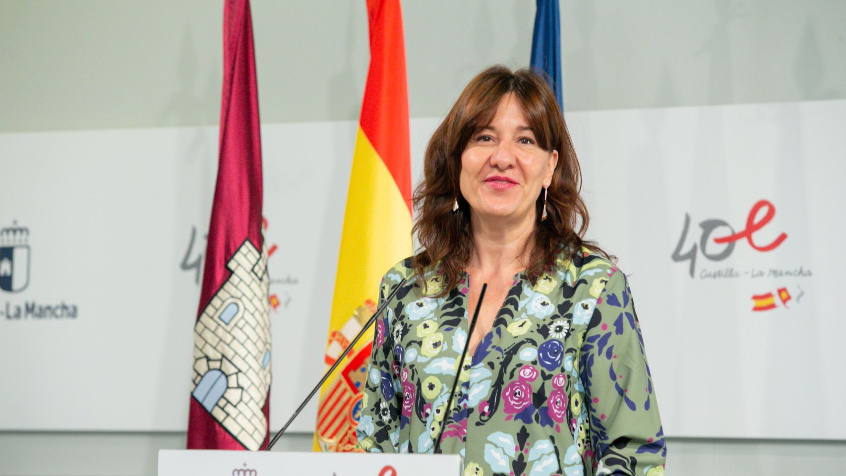Blanca Fernández, consejera portavoz del Gobierno de Castilla-La Mancha, este miércoles en rueda de prensa