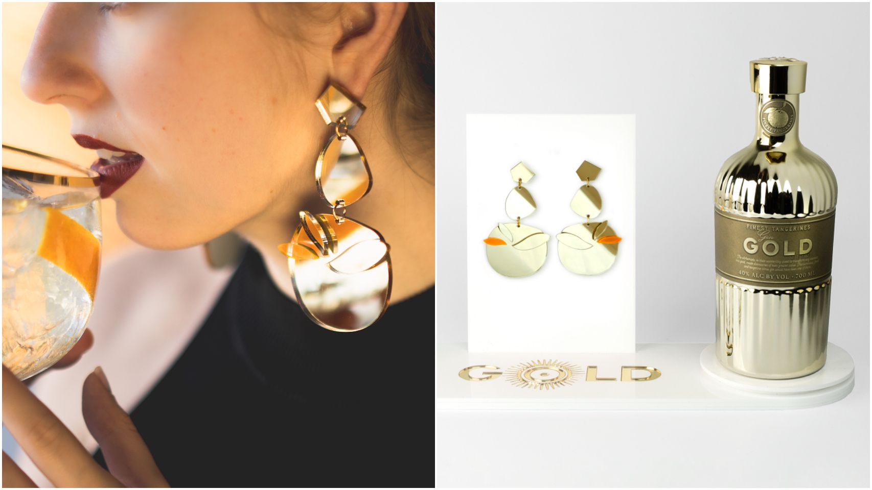 El pack Gold by Papiroga, de pendientes y ginebra.